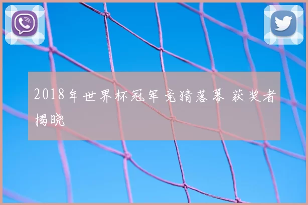 2018年世界杯冠军竞猜落幕 获奖者揭晓