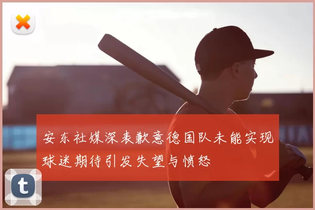安东社媒深表歉意德国队未能实现球迷期待引发失望与愤怒
